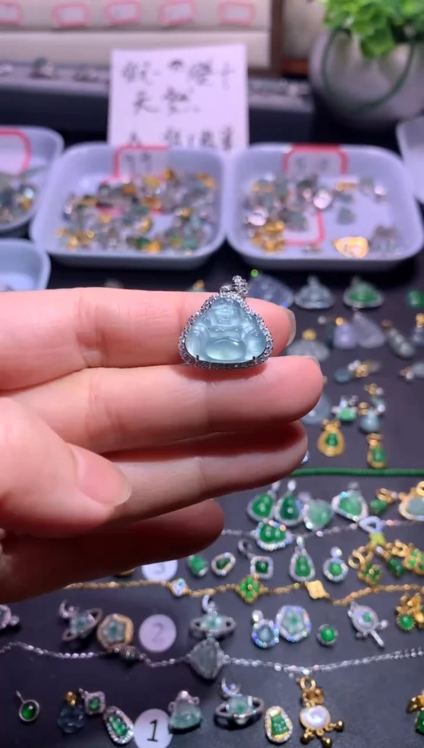 翡翠银S925镶嵌吊坠(不含链)1