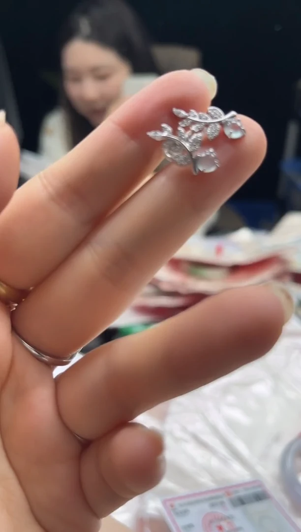 银S925镶嵌翡翠耳饰0064686080