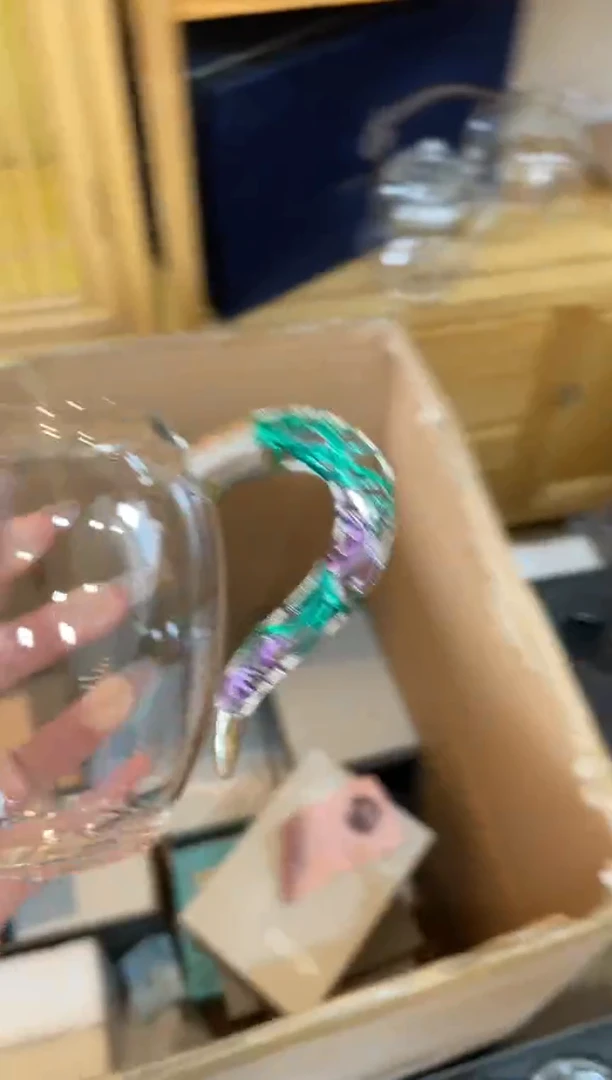 错彩公道杯兰花把手