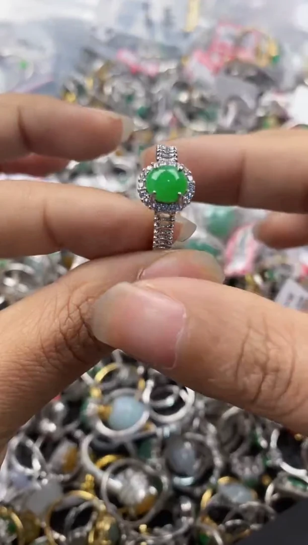 银S925镶嵌戒指翡翠12                1