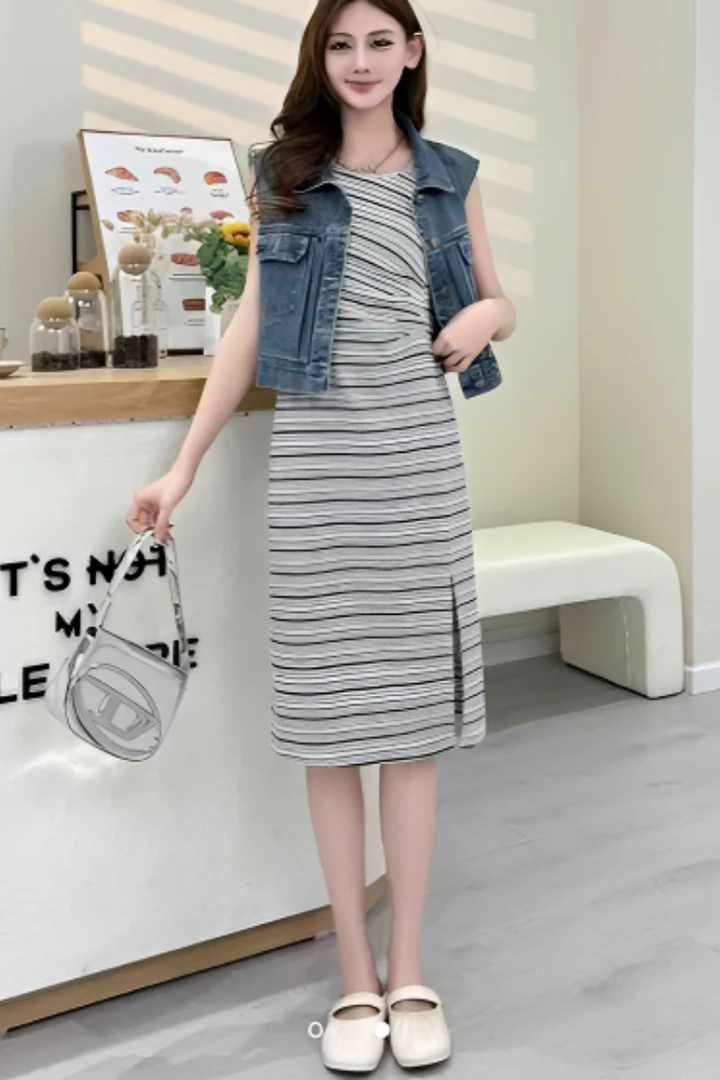 INS风轻熟风时尚套装女装短裙背心连衣裙时尚修身气质百搭裙子