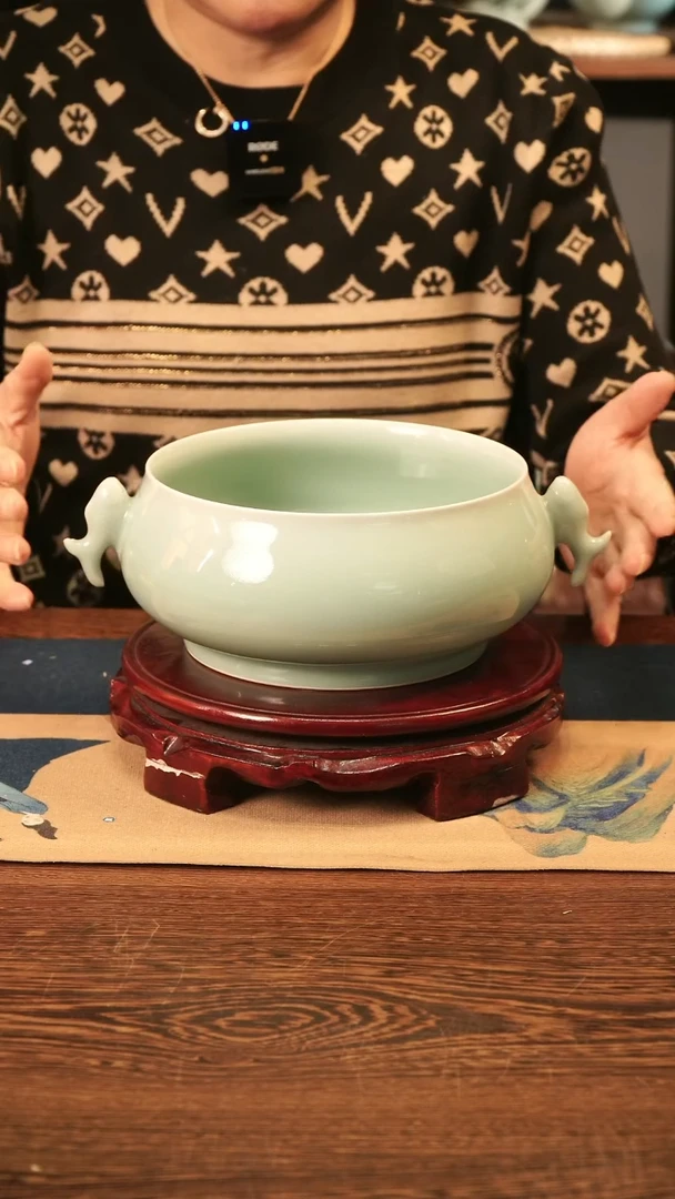 【闪购商品】纯手工 粉青 双鱼洗B