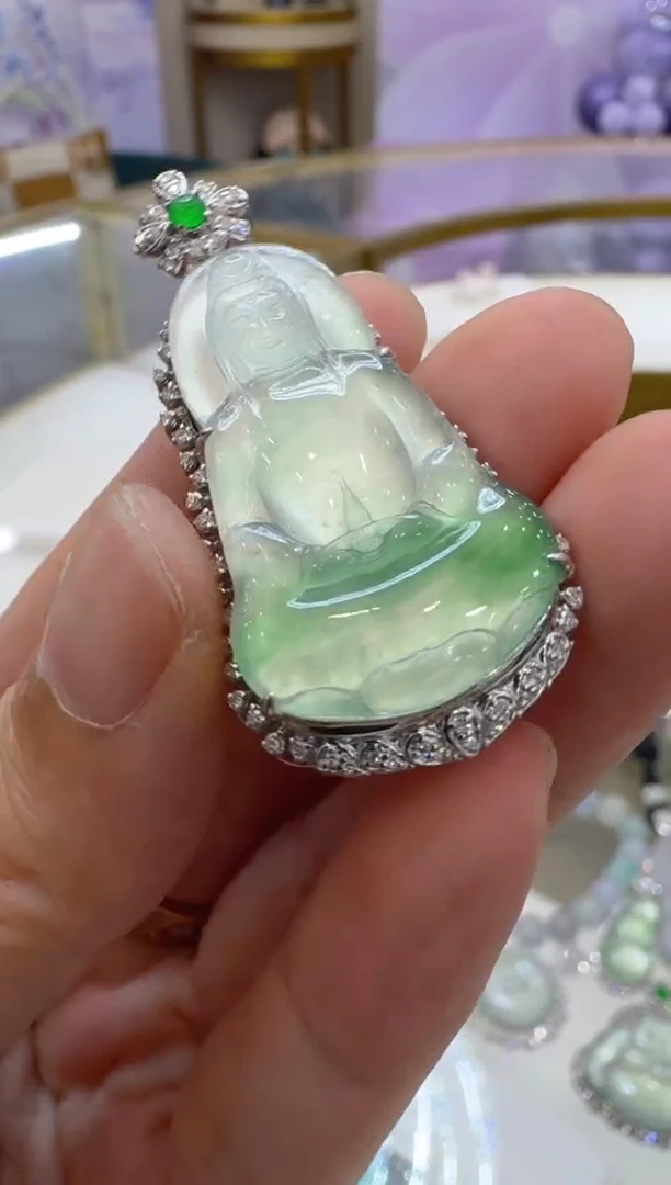 翡翠18K金镶嵌吊坠(不含链)多样性团购发一件