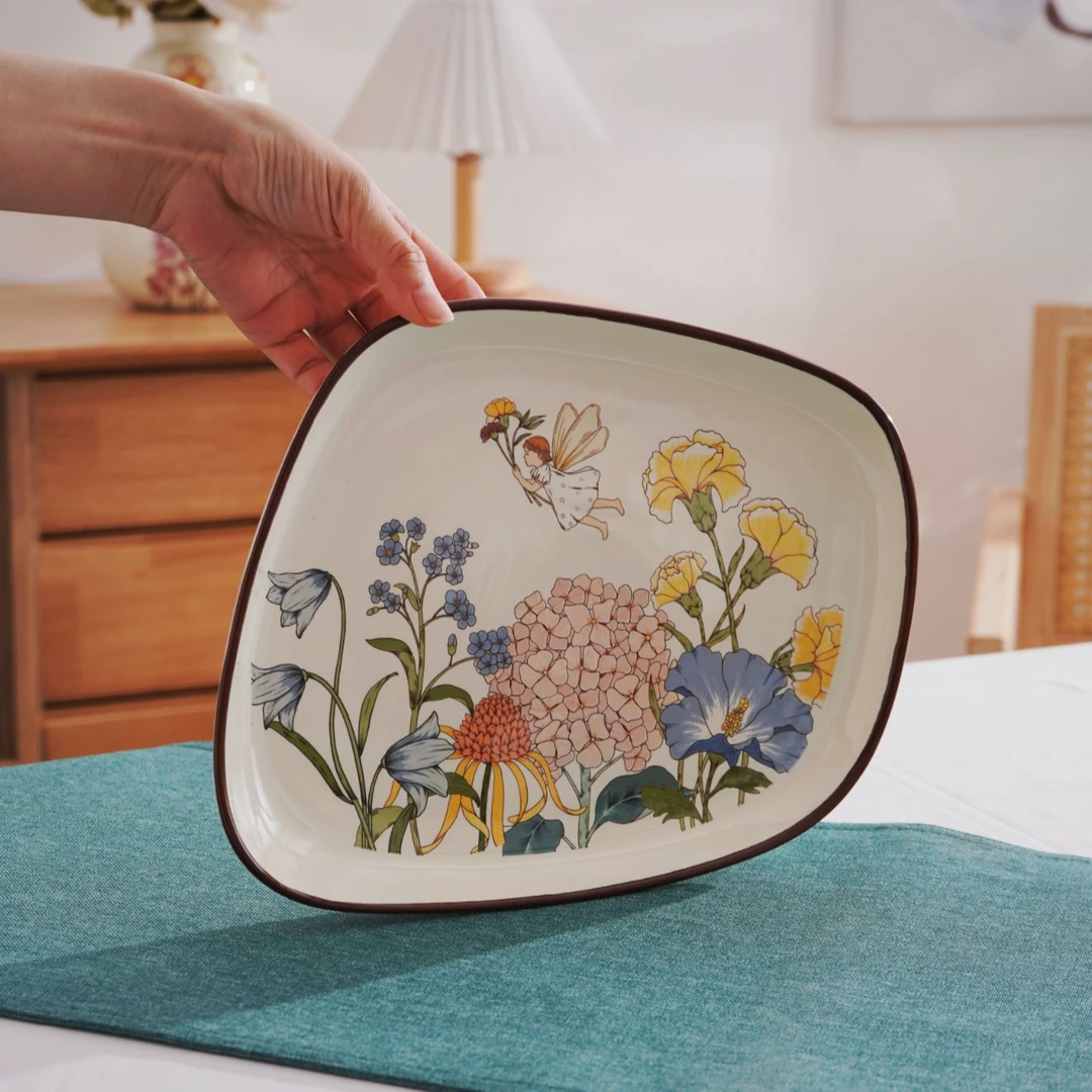 【花海精灵】陶瓷异形牛排盘