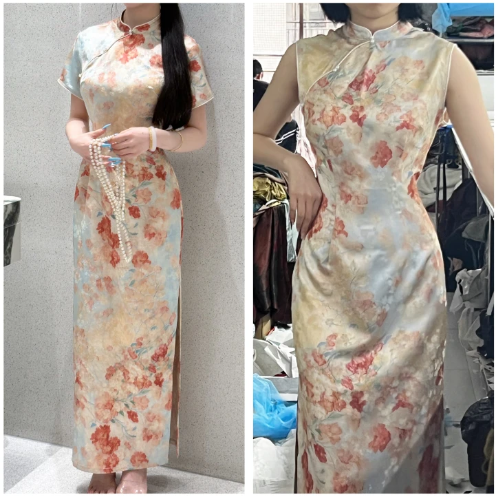 LHMknk1画报夫人原创自制国风显瘦复古温柔新中式甜美旗袍 折花梦