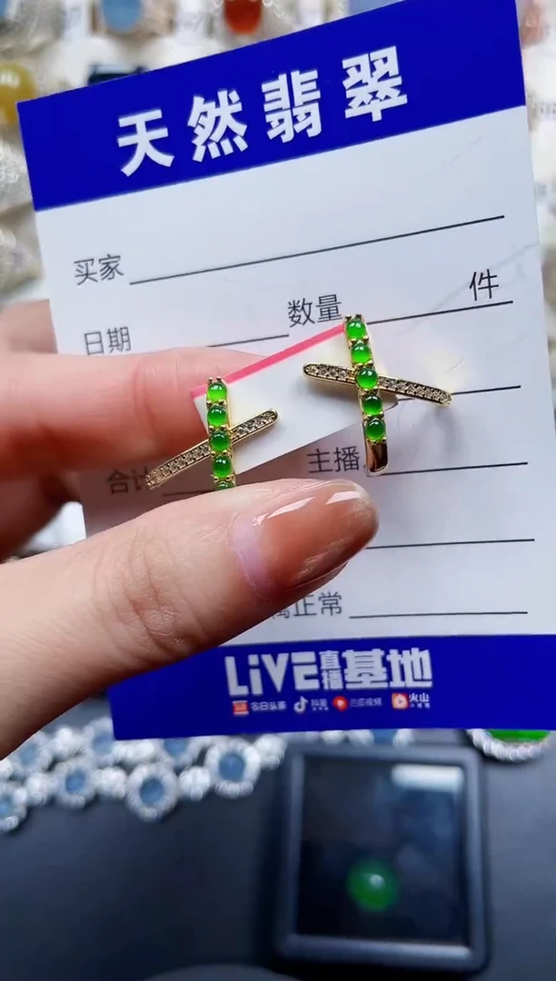 银S925镶嵌翡翠耳饰770