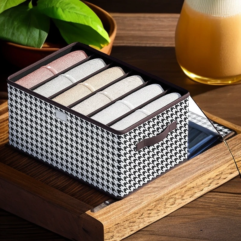 防尘衣柜收纳盒带盖家用收纳收纳箱PP板分格千鸟格宿舍衣物水洗