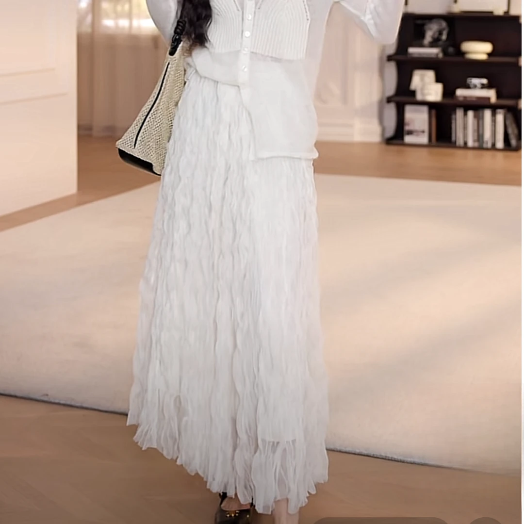 2025新款显瘦蛋糕网纱裙气质高腰半身裙LK2501759