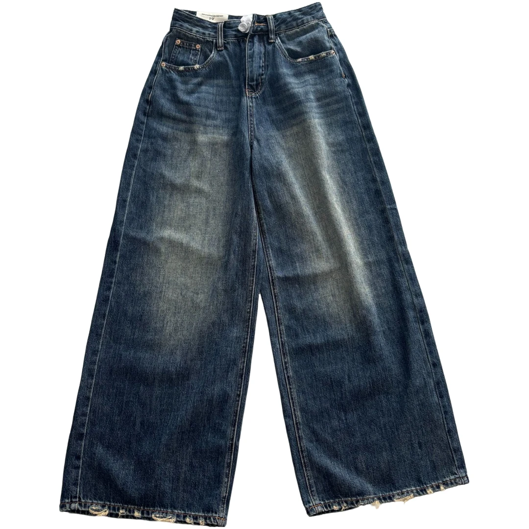 8832【蝶谷】怀旧蓝休闲牛仔裤