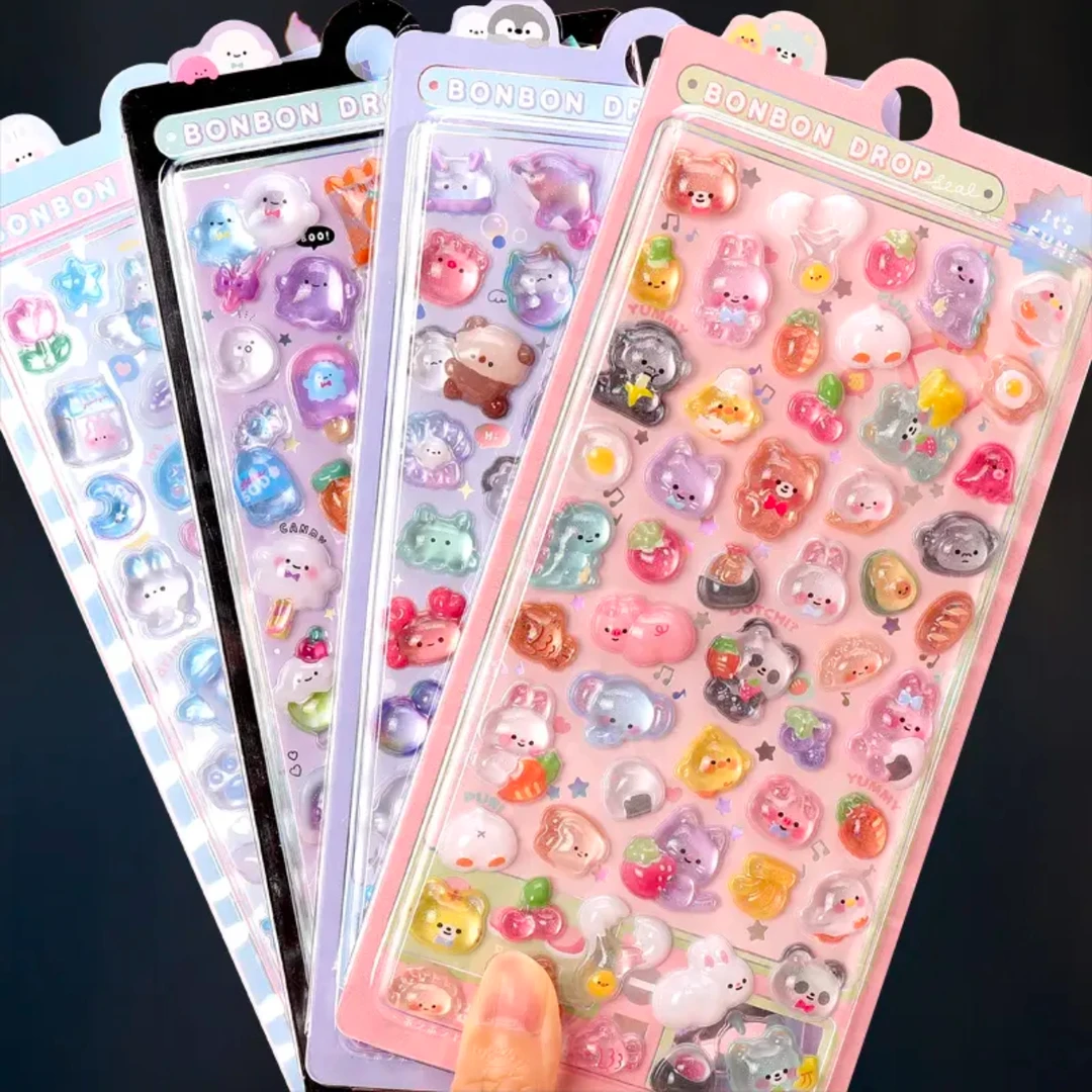 【重生】卡通日系唯美3d立体浮雕亚克力钻石宝石贴纸空心女孩装饰贴