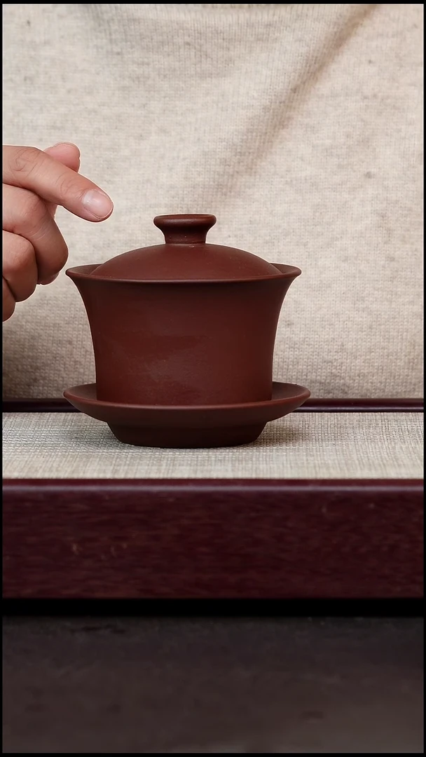 茶杯紫砂紫泥盖碗