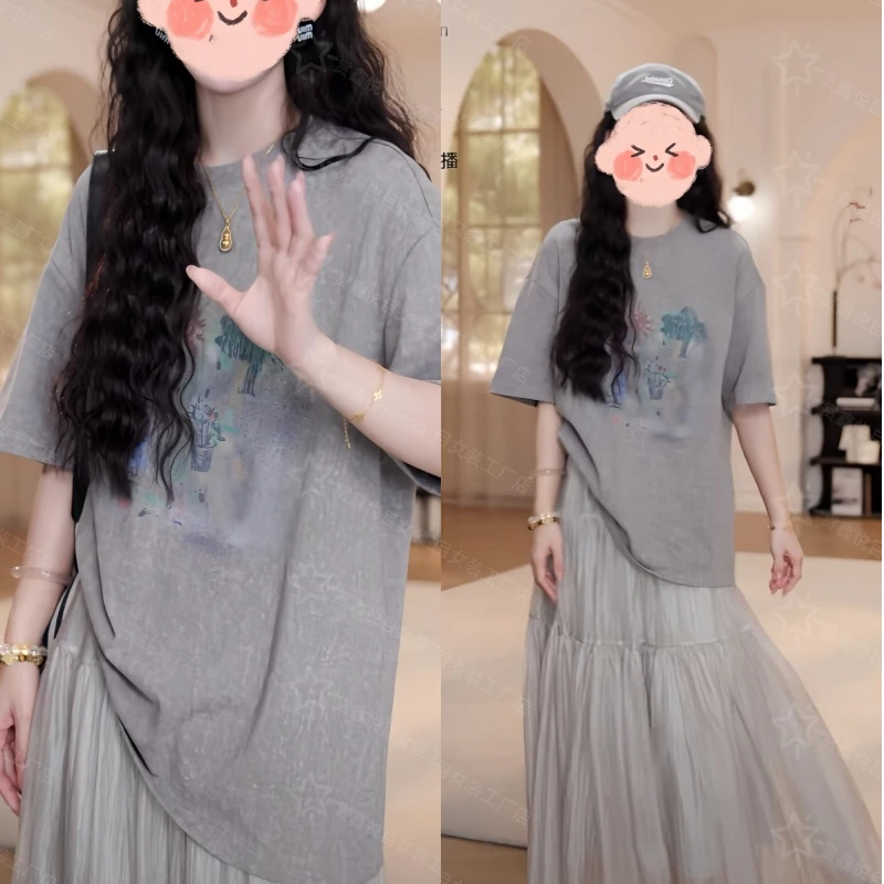 韩版【风蚀岩语】小丛林短袖T恤女2025年夏季新款宽松春游出行上衣