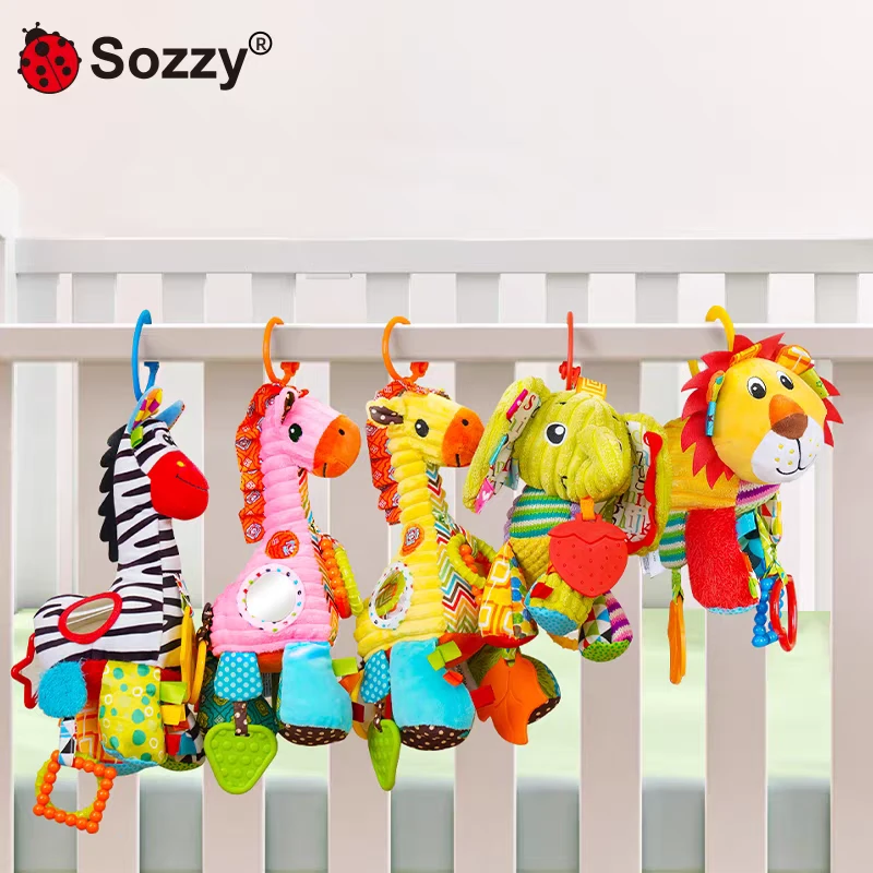 Sozzy拉铃带音乐玩偶安抚婴儿推车上吊挂件玩具床头摇铃悬挂