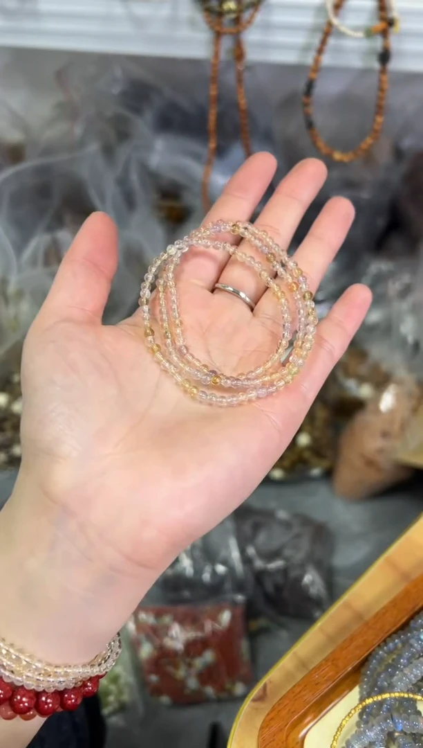 【闪购商品】水晶手链未镶嵌紫黄晶小米珠多圈手链[3667]