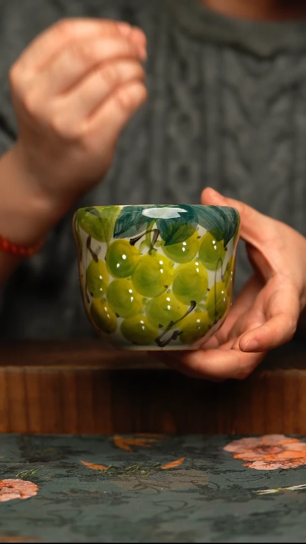 杯釉下彩手工手绘同款陶器