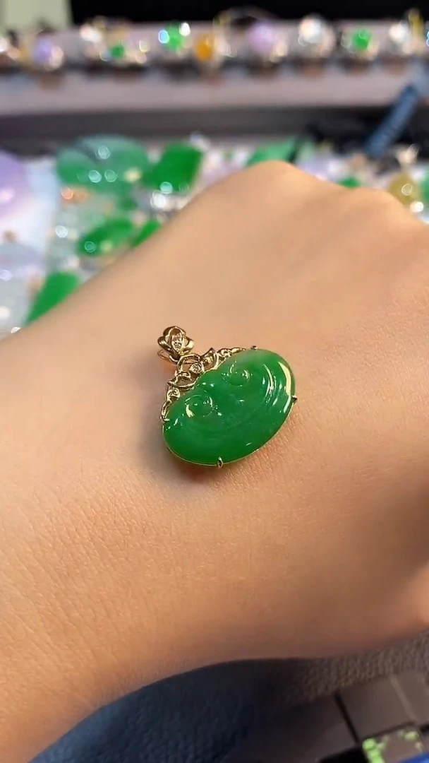 翡翠18K金镶嵌吊坠(不含链)吊坠