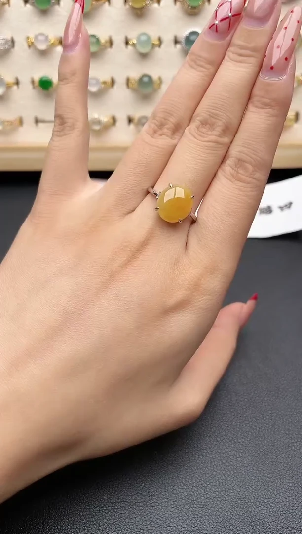 【闪购商品】翡翠戒指银S925镶嵌一物一证一礼盒