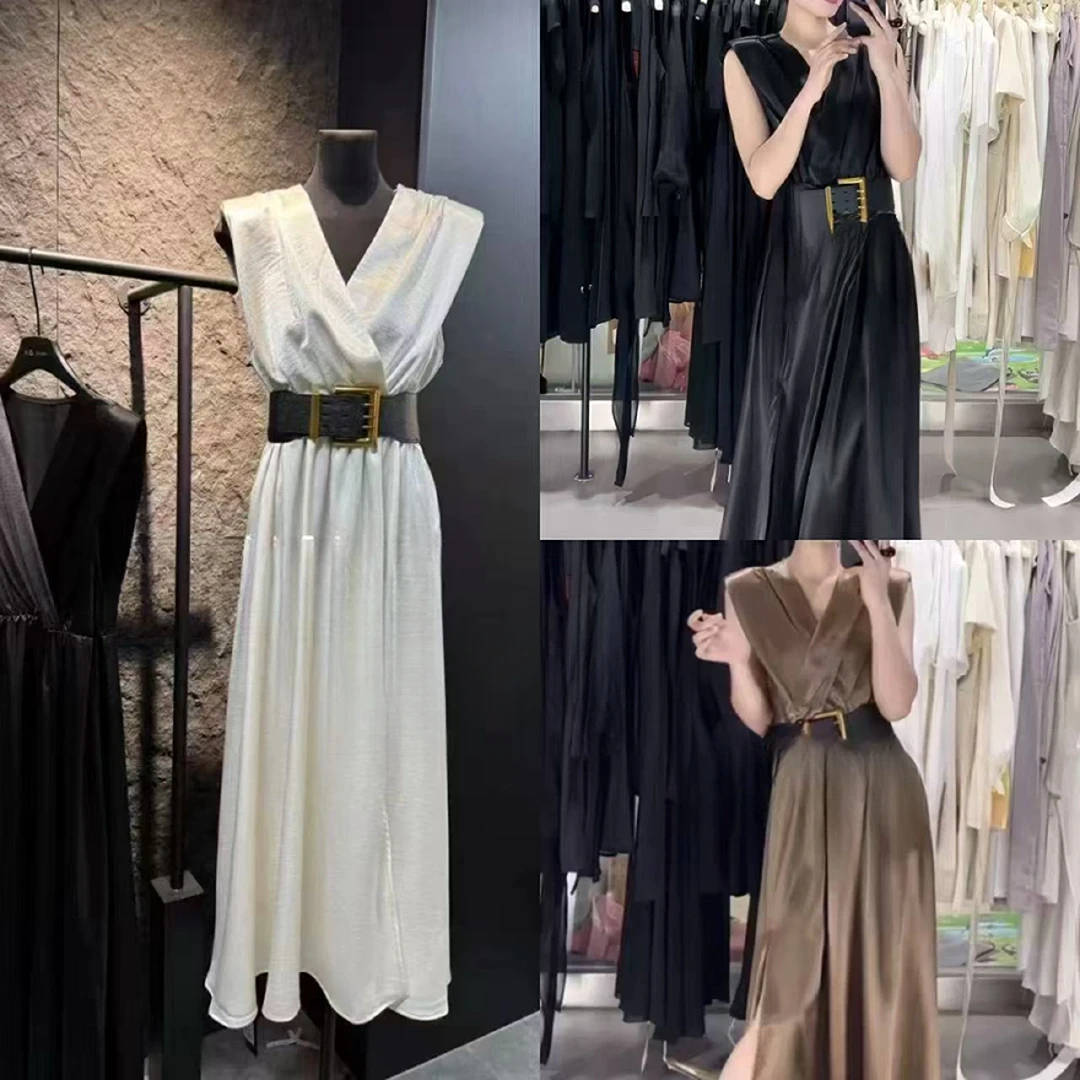 【锦衣服饰】XY A 16法式气质优雅复古收腰V领连衣裙