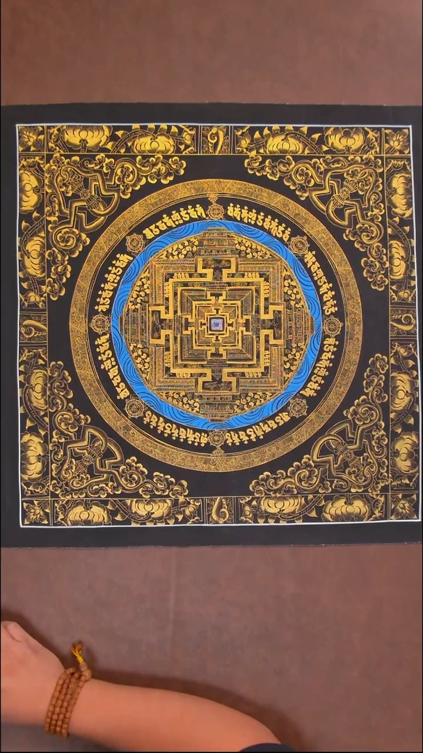 卷轴画黑金时轮坛城