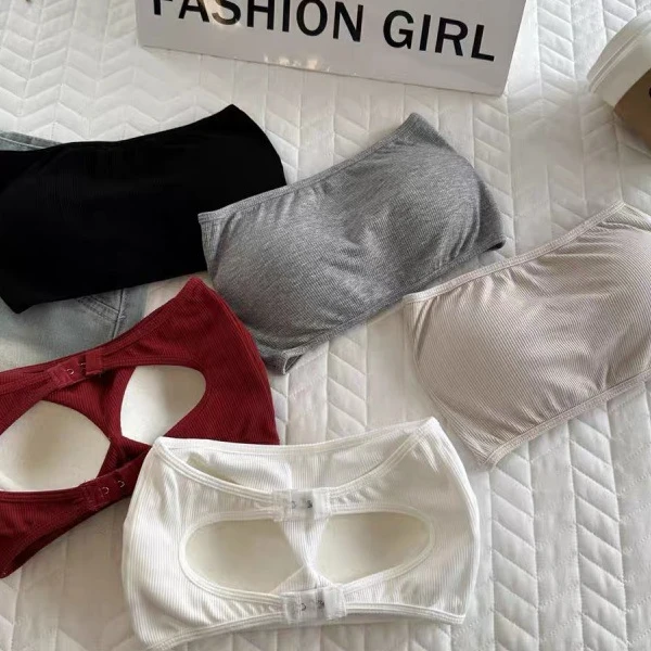 孕妇无肩带内衣固定杯无钢圈防走光一片式防滑文胸薄款美背抹胸女