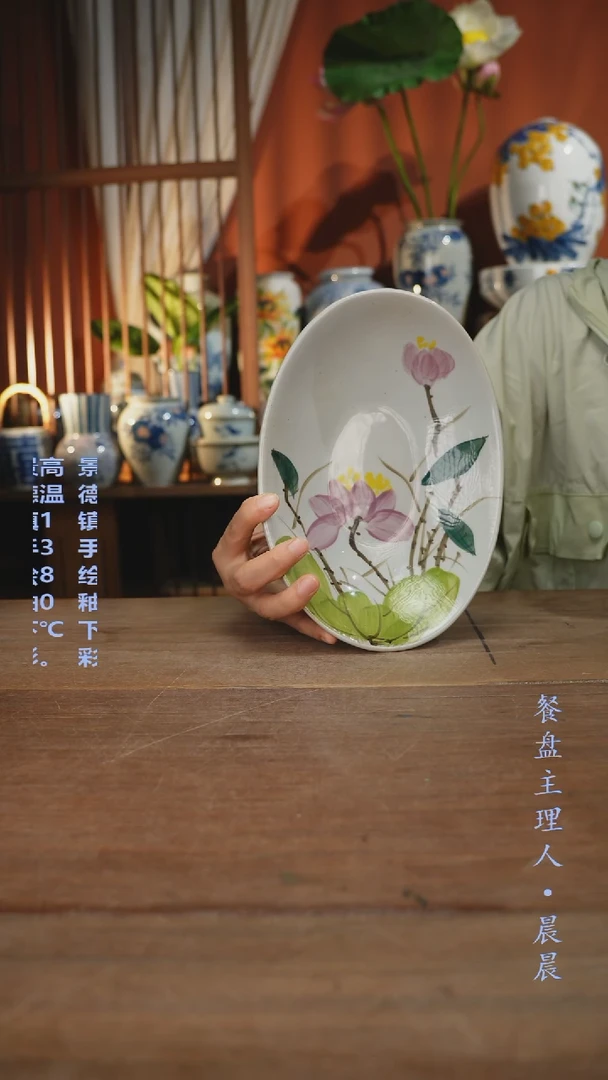 瓷片【简家甄选】景德镇设计师釉下手绘陶瓷餐具