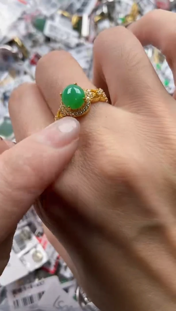 银S925镶嵌戒指翡翠888     3