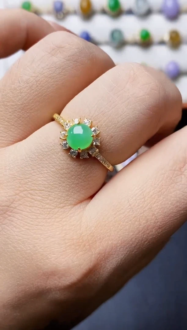 银S925镶嵌戒指翡翠1408