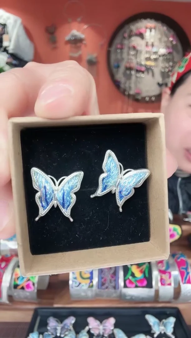 织绣非遗手工苗绣刺绣饰品33耳钉