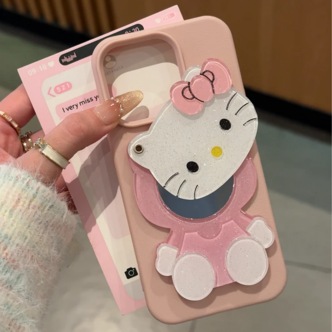 欧克里里KT补妆镜荔枝纹适用苹果15/16promax手机壳iphone14/1312