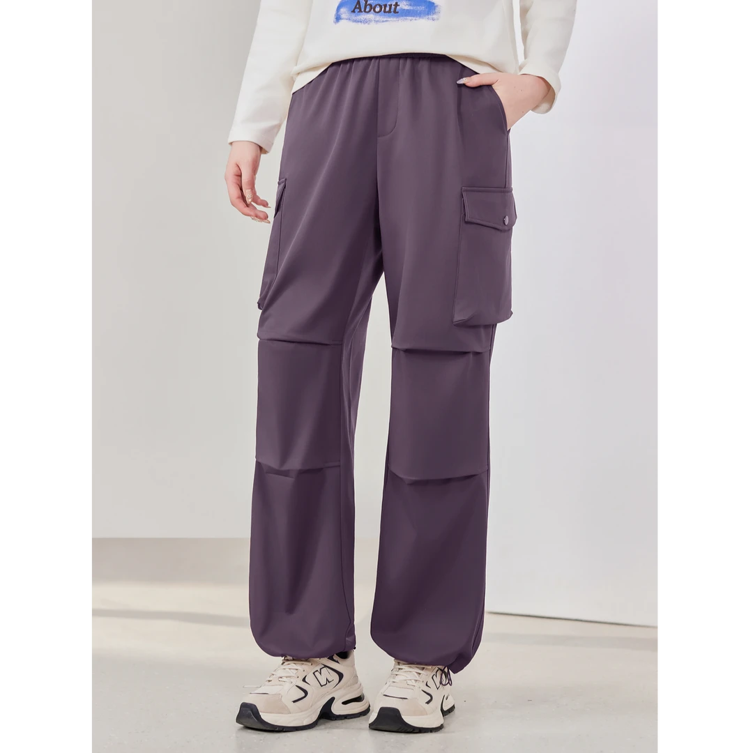 【加厚银狐绒】MsShe大码女装冬装直筒&束脚两穿工装长裤M2511045