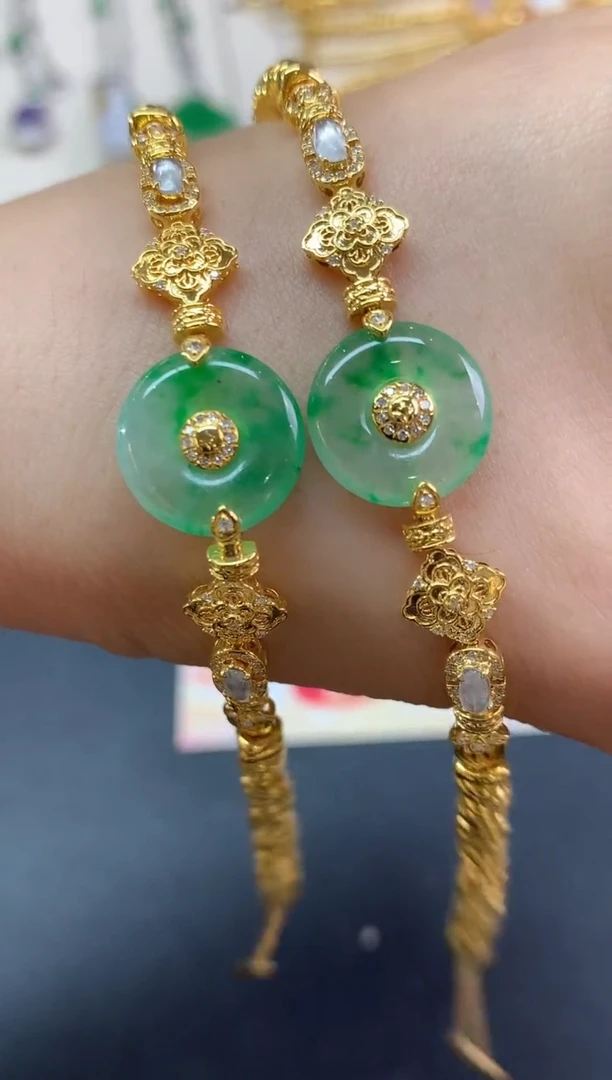 18K金镶嵌手链翡翠手链|9800多样性发其一