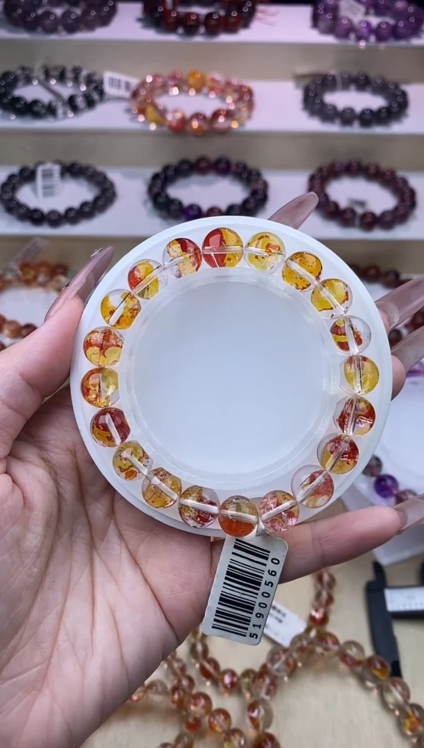 水晶手串未镶嵌锦鲤胶花单圈9m+