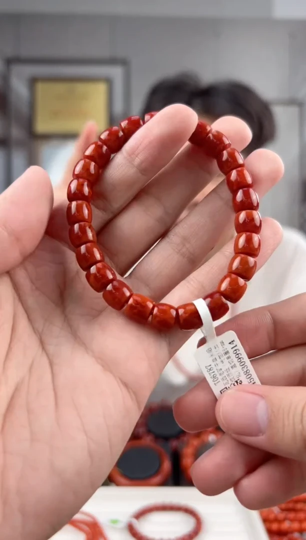 【送福珠宝】瓦西老矿牛血火焰纹《顶》（传世)直切单圈8mm@T06787@8mm