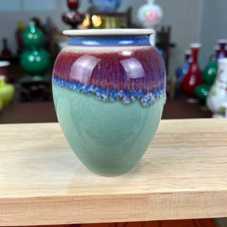 景德镇豆绿色手工水缸