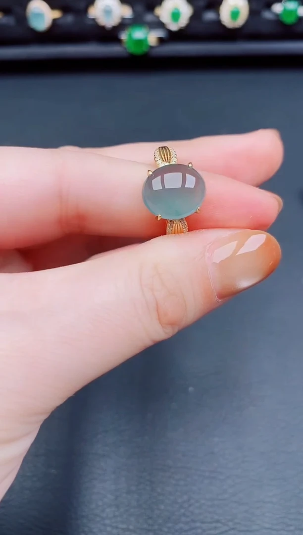 【闪购商品】翡翠戒指银S925镶嵌天然a货翡翠124