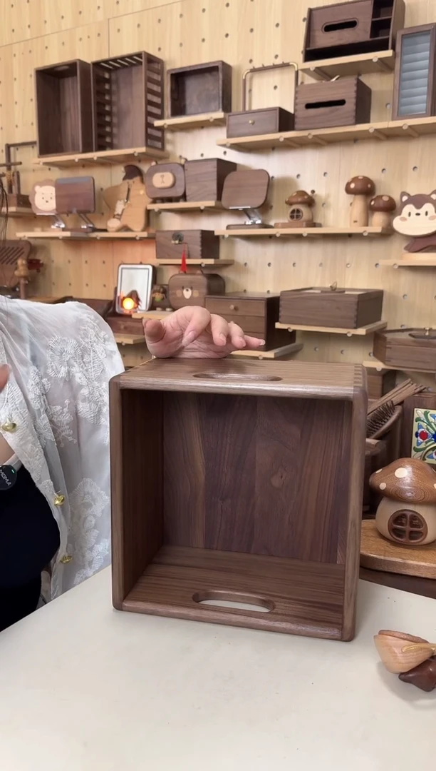 木北美黑胡桃方形加厚收纳筐