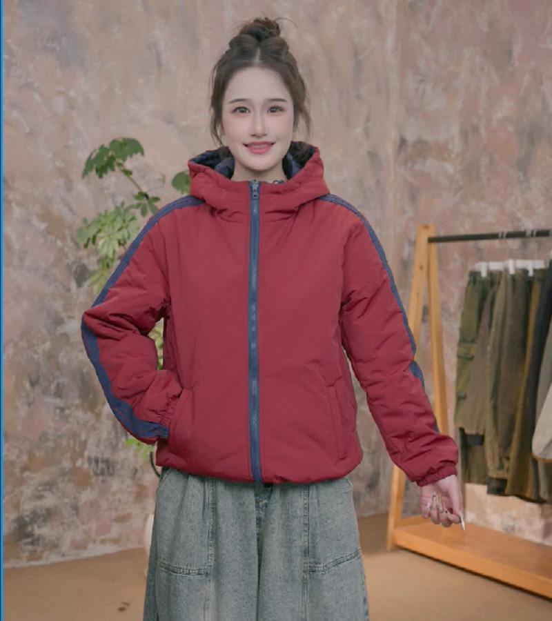 【森语】秋季新款拉链连帽棉服穿休闲外套女时尚百搭秋冬