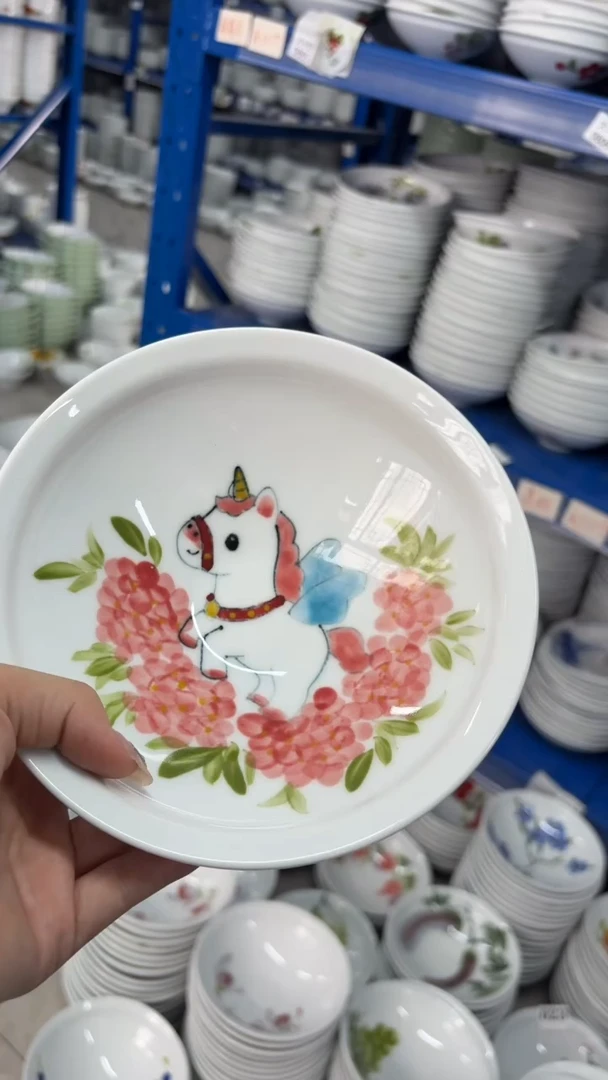 瓷片景德镇高温陶瓷食品级手绘釉中彩-大斗笠碗