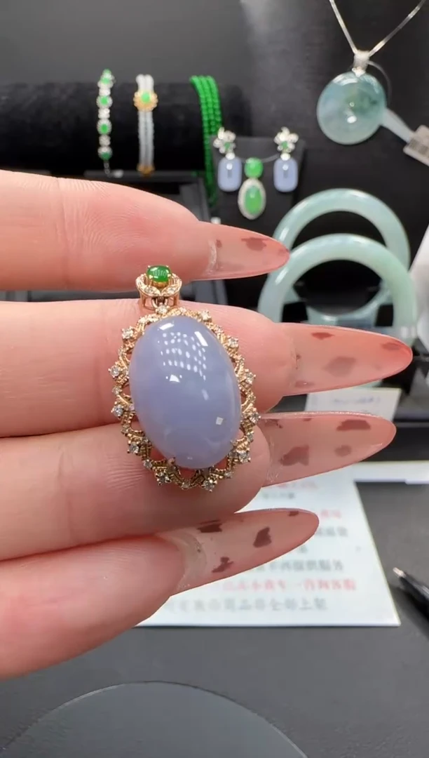 吊坠(不含链)银S925镶嵌翡翠翡翠吊坠