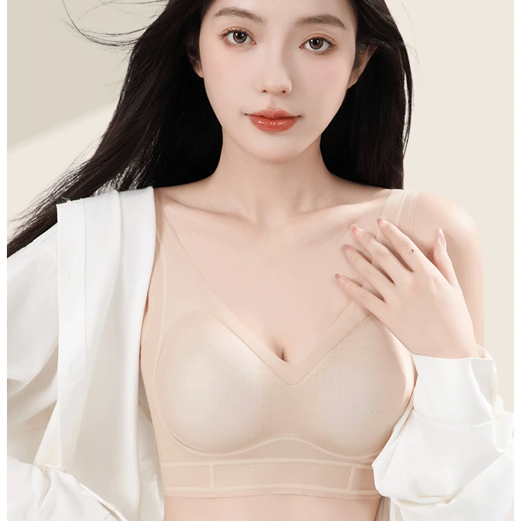 夏款凉皮隐形粉底液内衣女士超薄透气奶嘴胶软支撑提拉舒适文胸