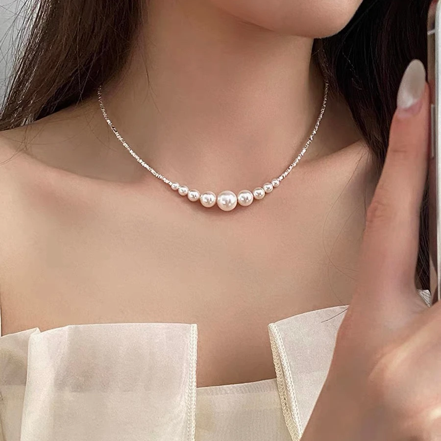 链子925银 Ben.S本饰 925纯银碎银公主链拼接微笑轻奢锁骨链A068