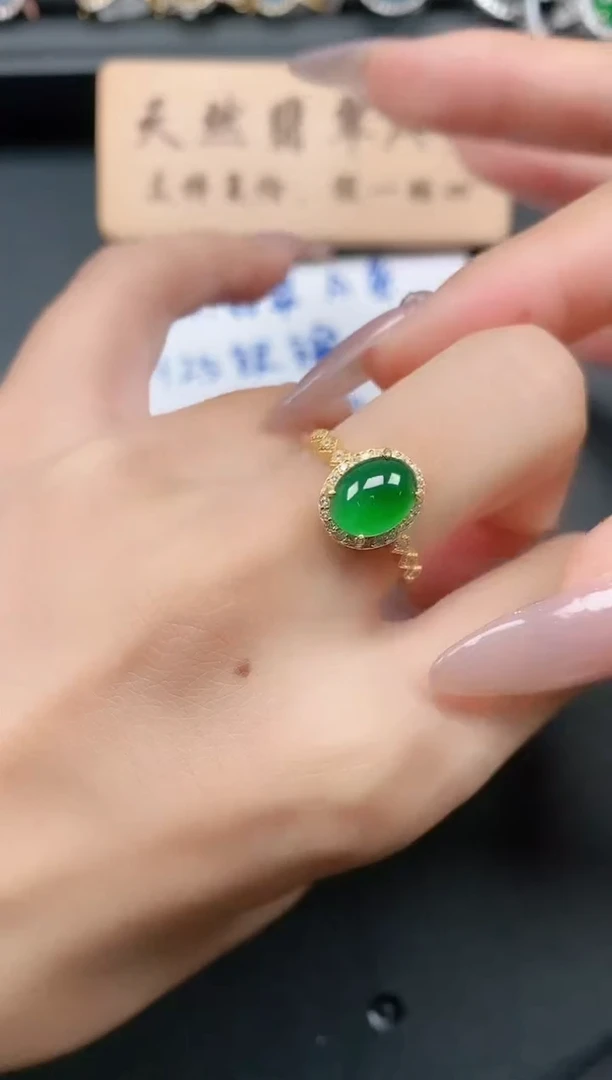 银S925镶嵌戒指翡翠11