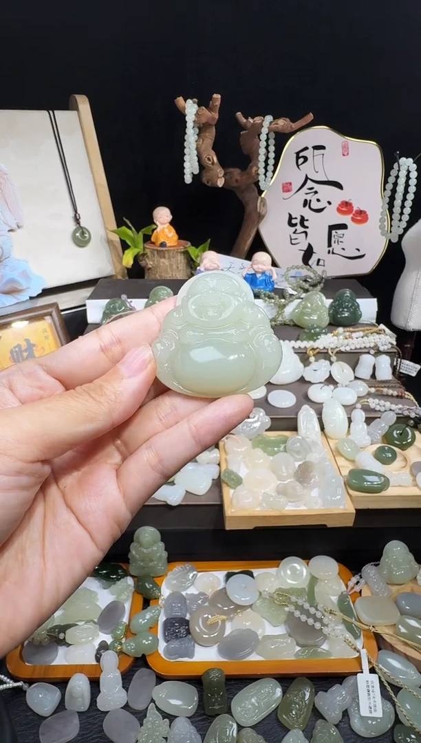 颈饰未镶嵌和田玉J**E45高冰佛公