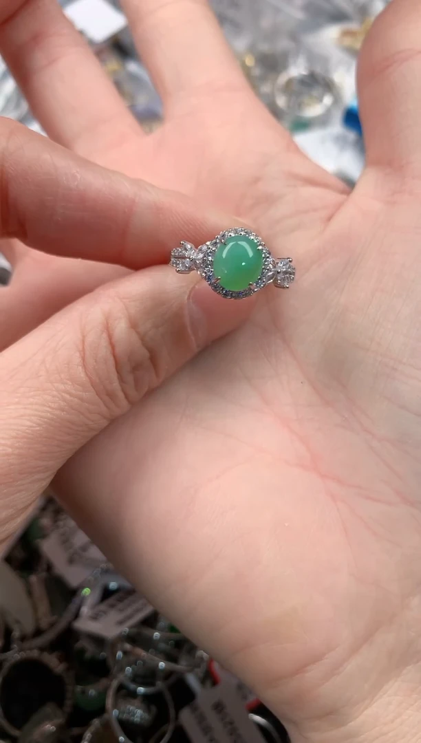 银S925镶嵌戒指翡翠3                    3