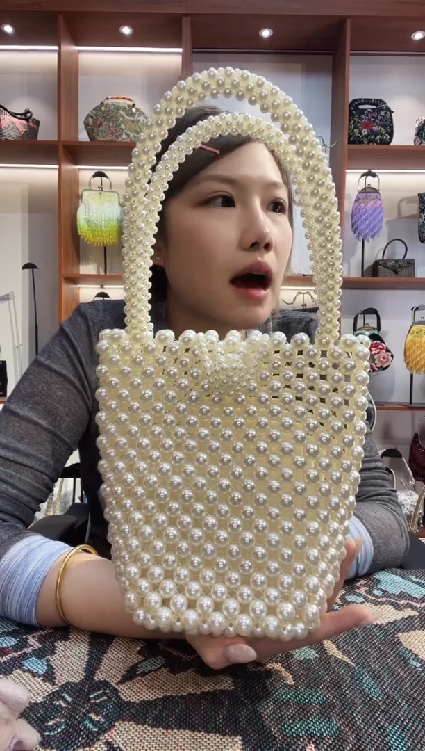 织物7号手工珠珠包包腋下斜跨包手拿包手提晚宴包