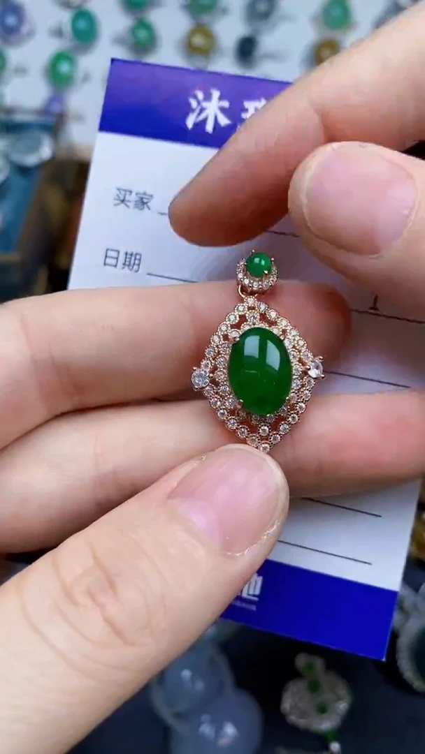 翡翠戒指银S925镶嵌1212