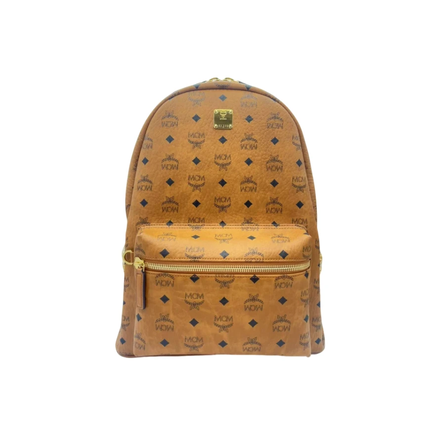 99新 MCM 新款双肩包中号干邑色/通用链接
