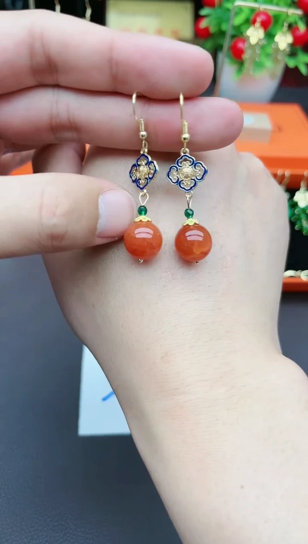 玛瑙/玉髓耳饰银S925镶嵌223000