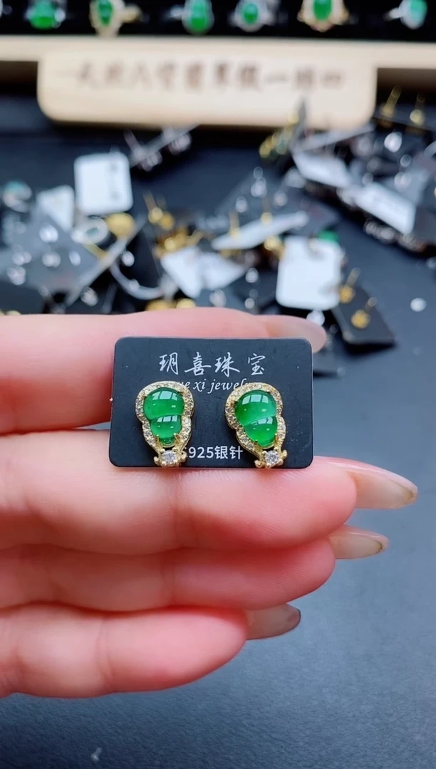 银S925镶嵌戒指翡翠1