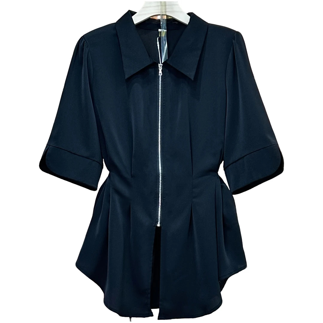 【RG019】2025年新款显瘦气质时尚休闲百搭女士收腰设计感小衫